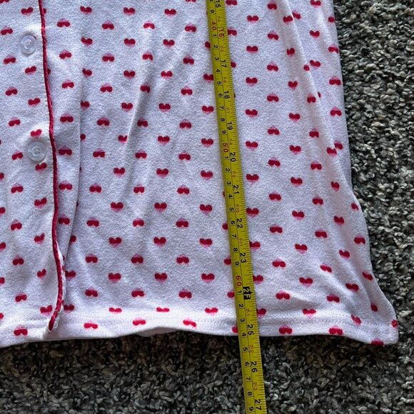 Laura Ashley Long Sleeve Pajama Top Womens Large Hearts Collared Feminine Top - Picture 5 of 6